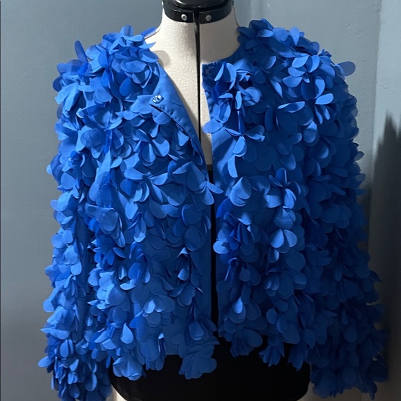 Zara Floral Blue Women's Cape Size-Large NWT - Picture 7 of 16